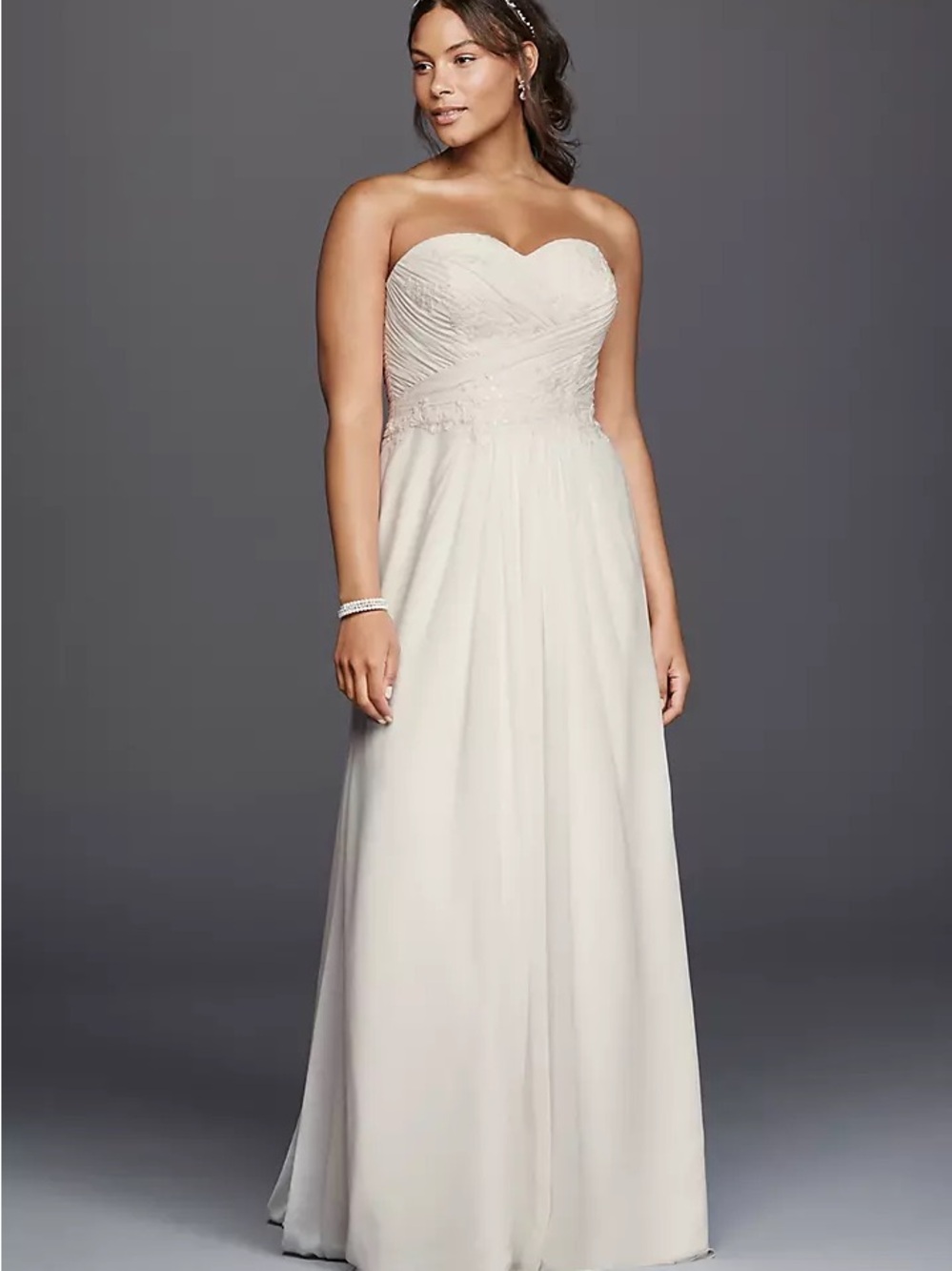 Strapless Sweetheart Chiffon Gown in Ivory